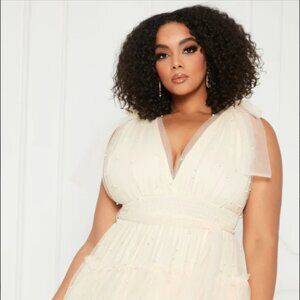 NEW WITH TAGS | Nya Tulle Maxi Dress – Cream (XL & 1X)